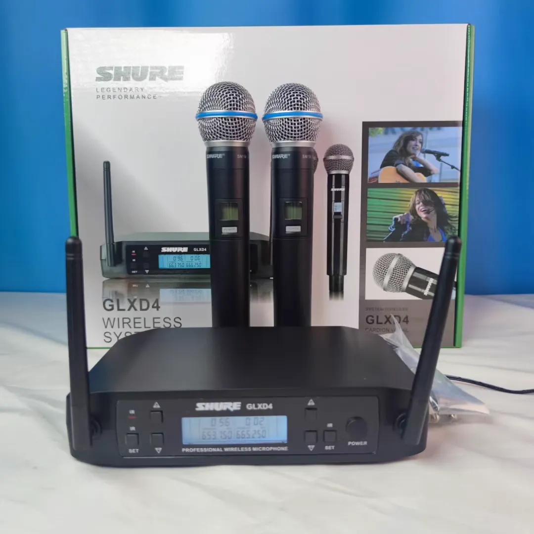 Sistema de microfone sem fios Shure GLXD4, com excelente qualidade de som, microfone UHF sem fios, conjunto com dois microfones BETA58A/SM58