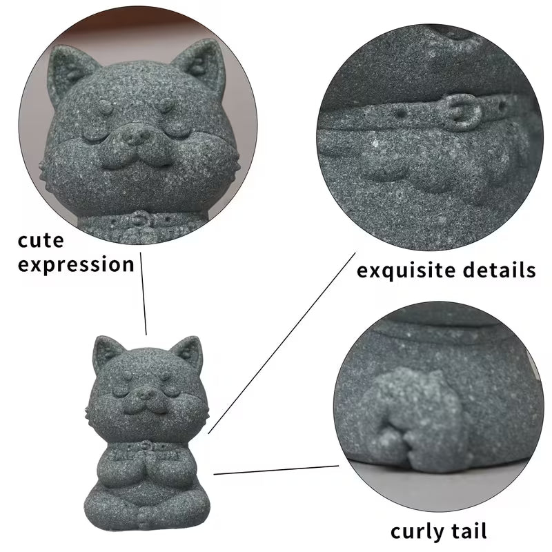  Handcrafted Stone Zen Shiba Inu Statue Set