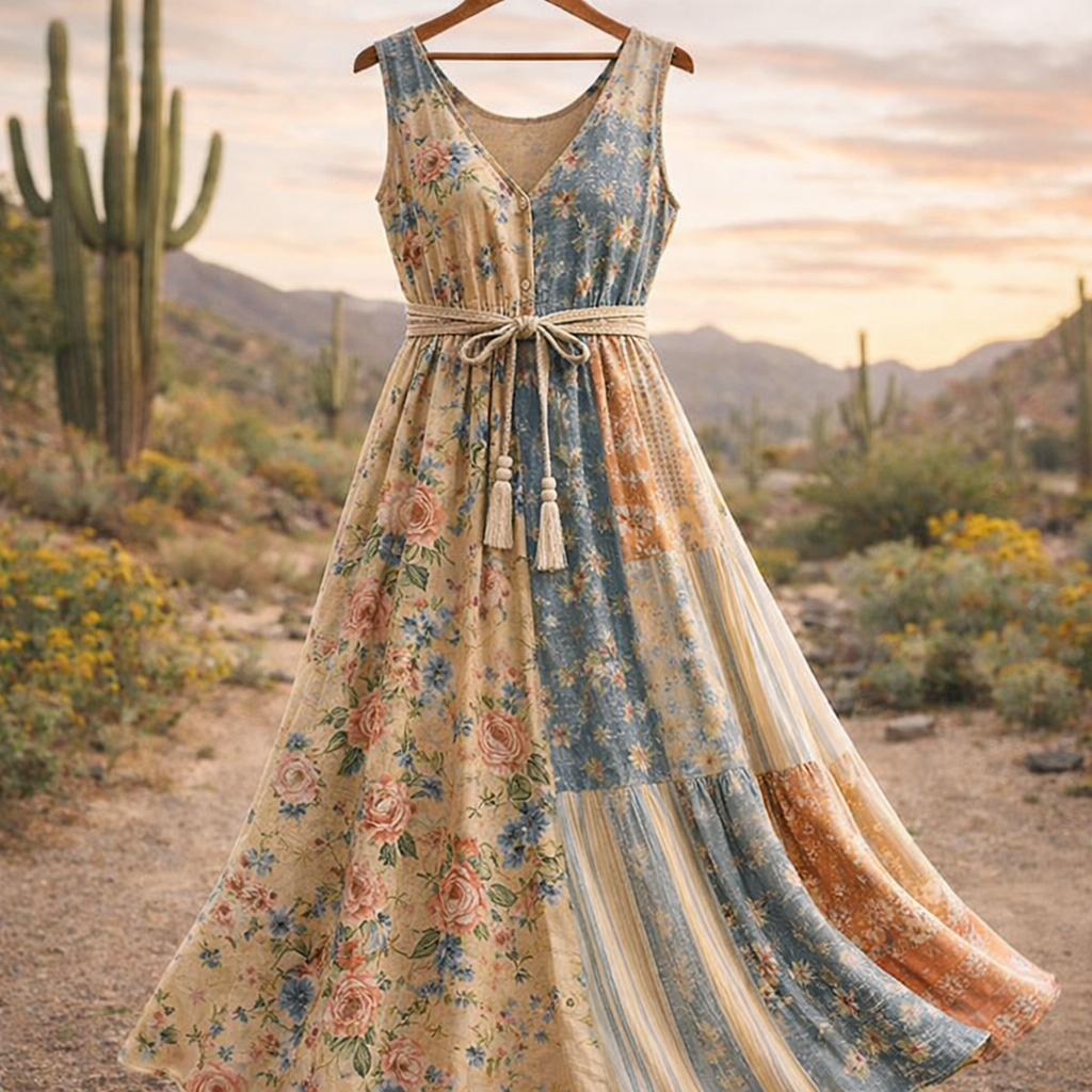 🌅 Western Desert Elegance Maxi Dress