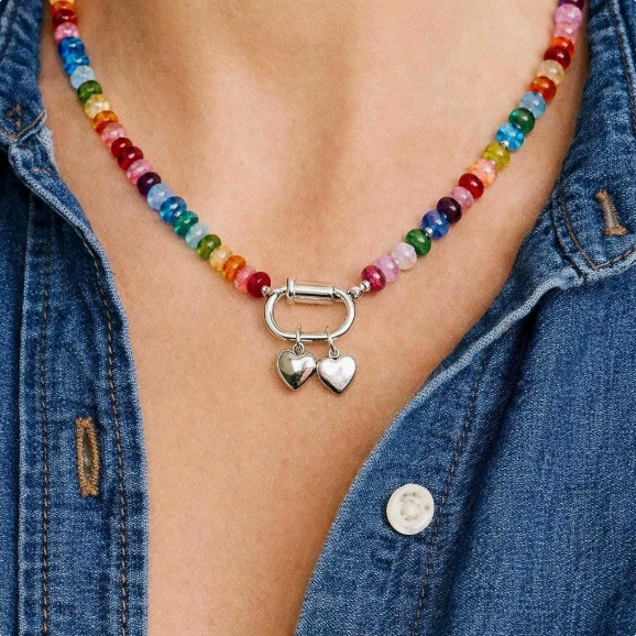 Heart-Shaped Rainbow Necklace