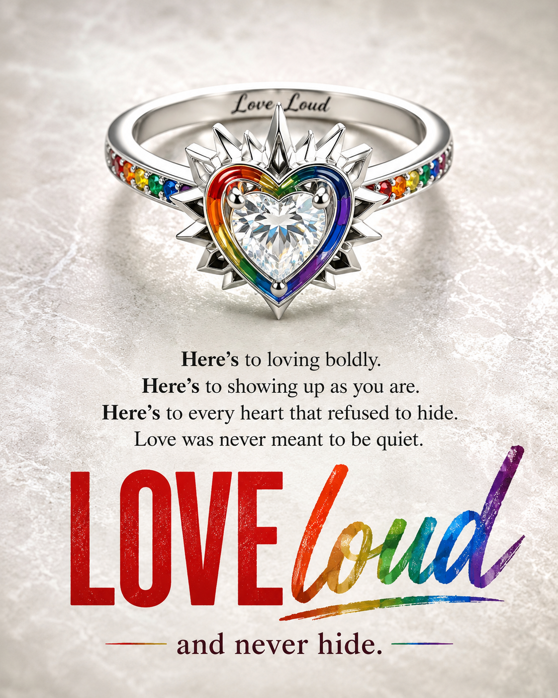 LOVE LOUD Rainbow Heart Ring