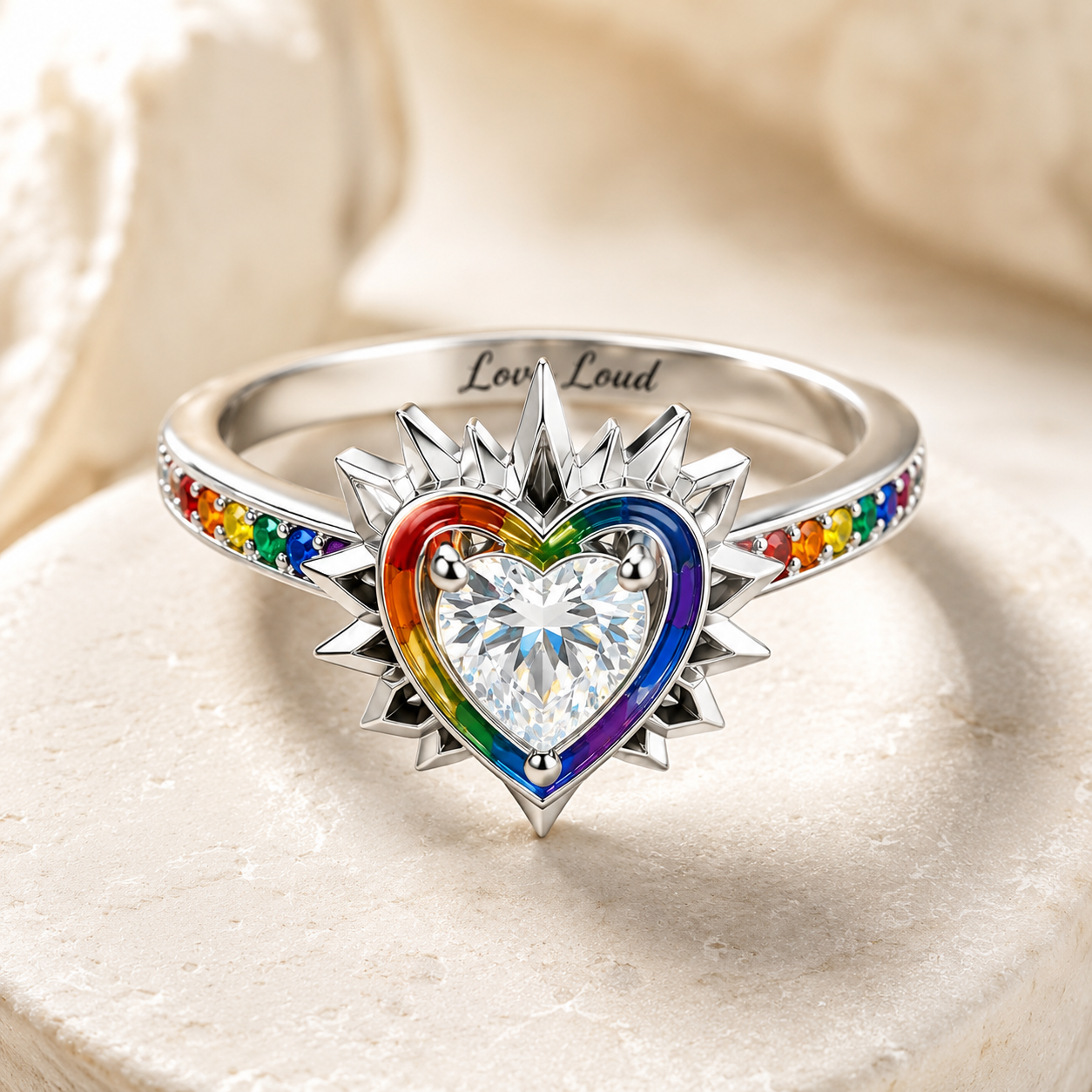 LOVE LOUD Rainbow Heart Ring