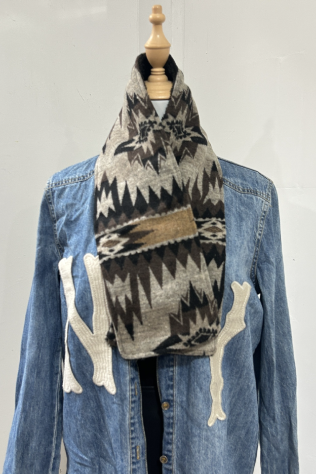 Women's Western Cowboy Aztec Warm Neck Hood