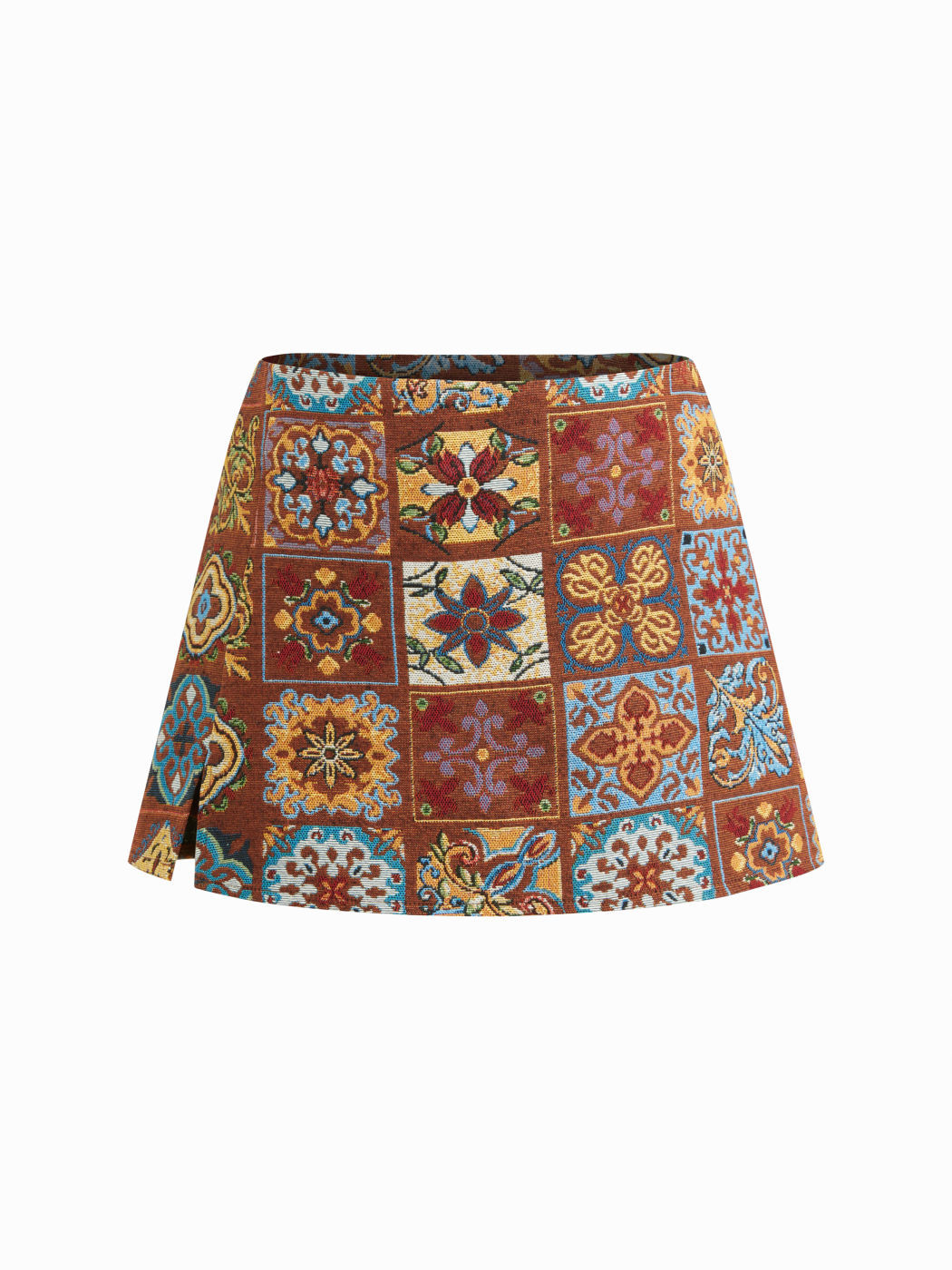 Jacquard Low Rise Floral Split Mini Skort