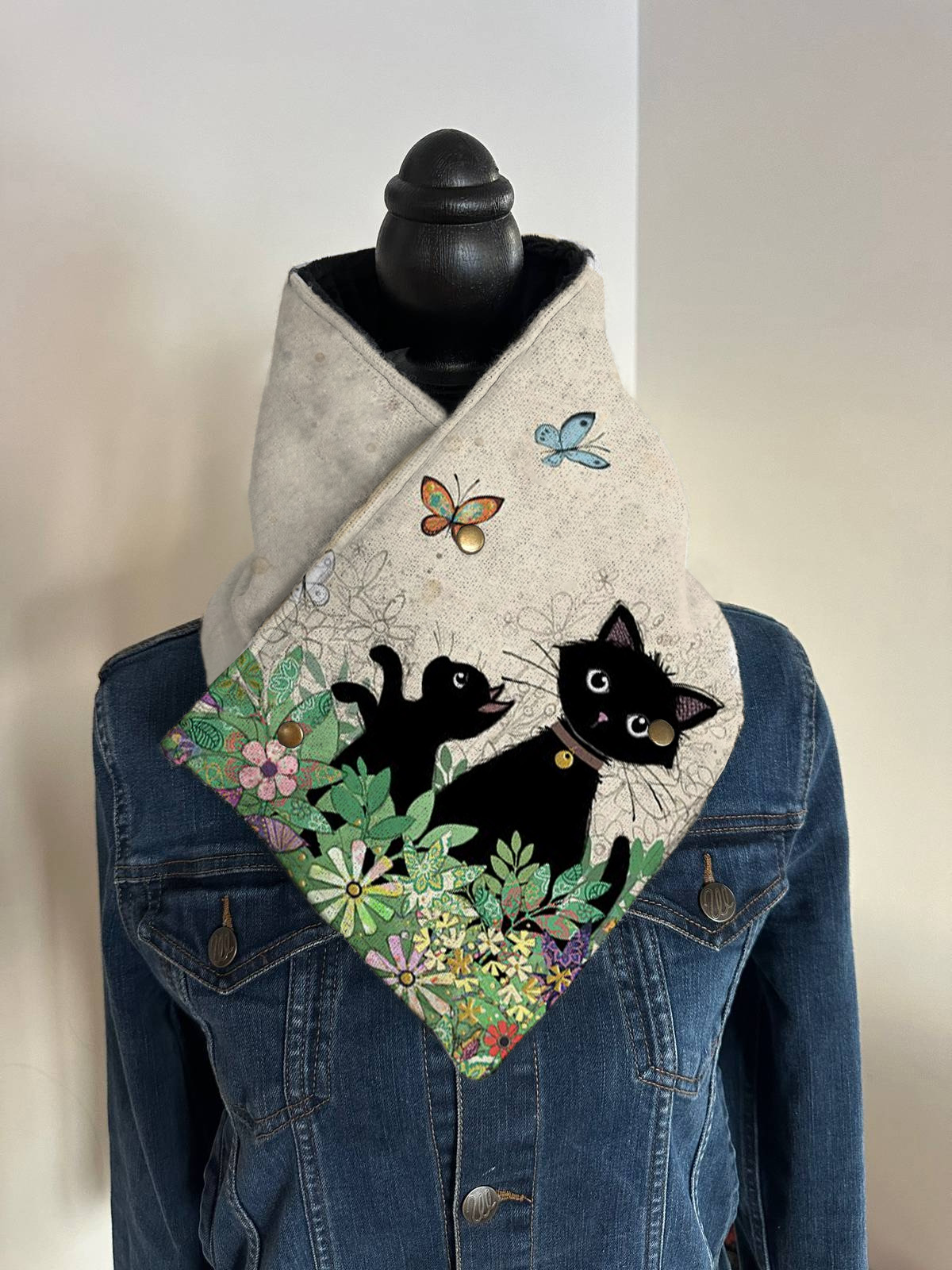 Western Cowboy Cat Print Aztec Warm Neck Hood