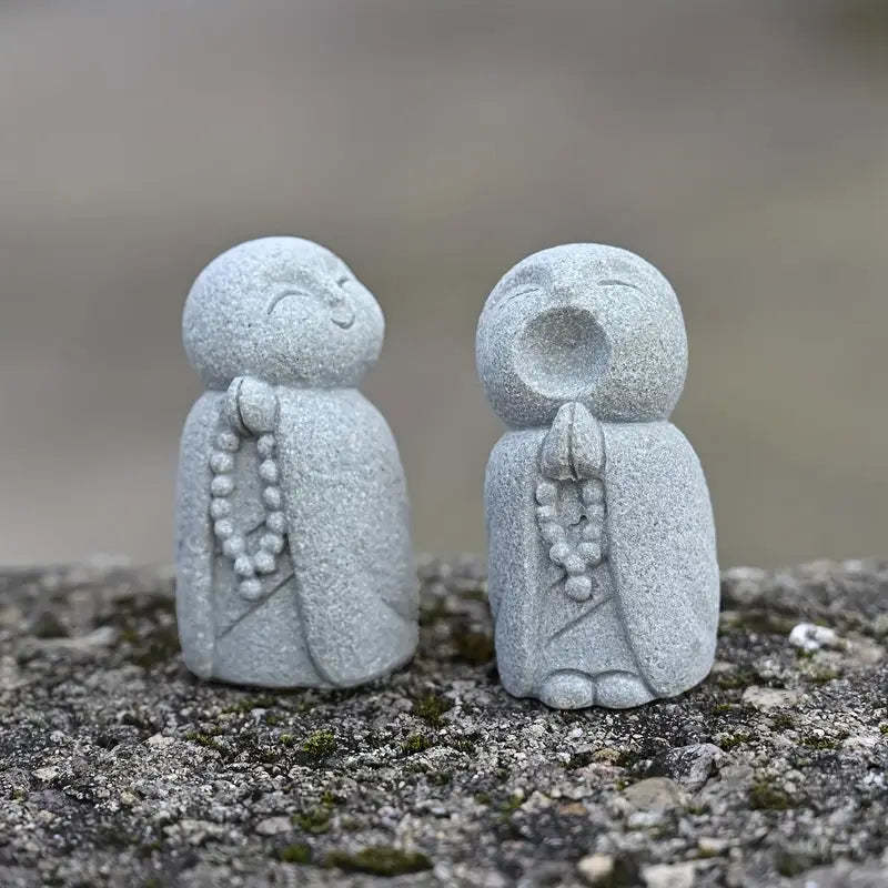 Smiling & Yawning Zen Monk Figurine Set
