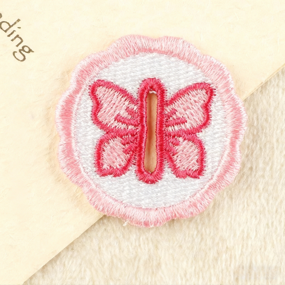 Hand-embroidered petal button hook decoration