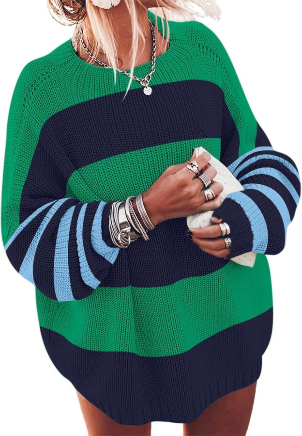 Ugerlov Women's Oversized Sweaters Batwing Sleeve Mock Neck Jumper Tops Chunky Knit Pullover Sweater
