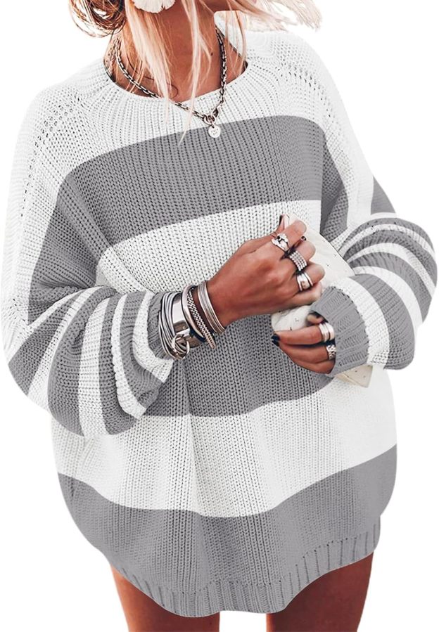 Ugerlov Women's Oversized Sweaters Batwing Sleeve Mock Neck Jumper Tops Chunky Knit Pullover Sweater