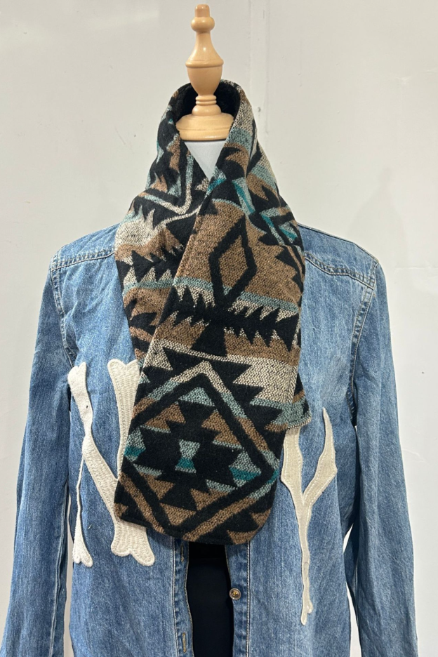 Women's Western Cowboy Aztec Warm Neck Hood