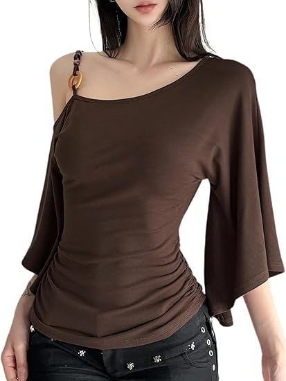 Women One Shoulder Halter Top 