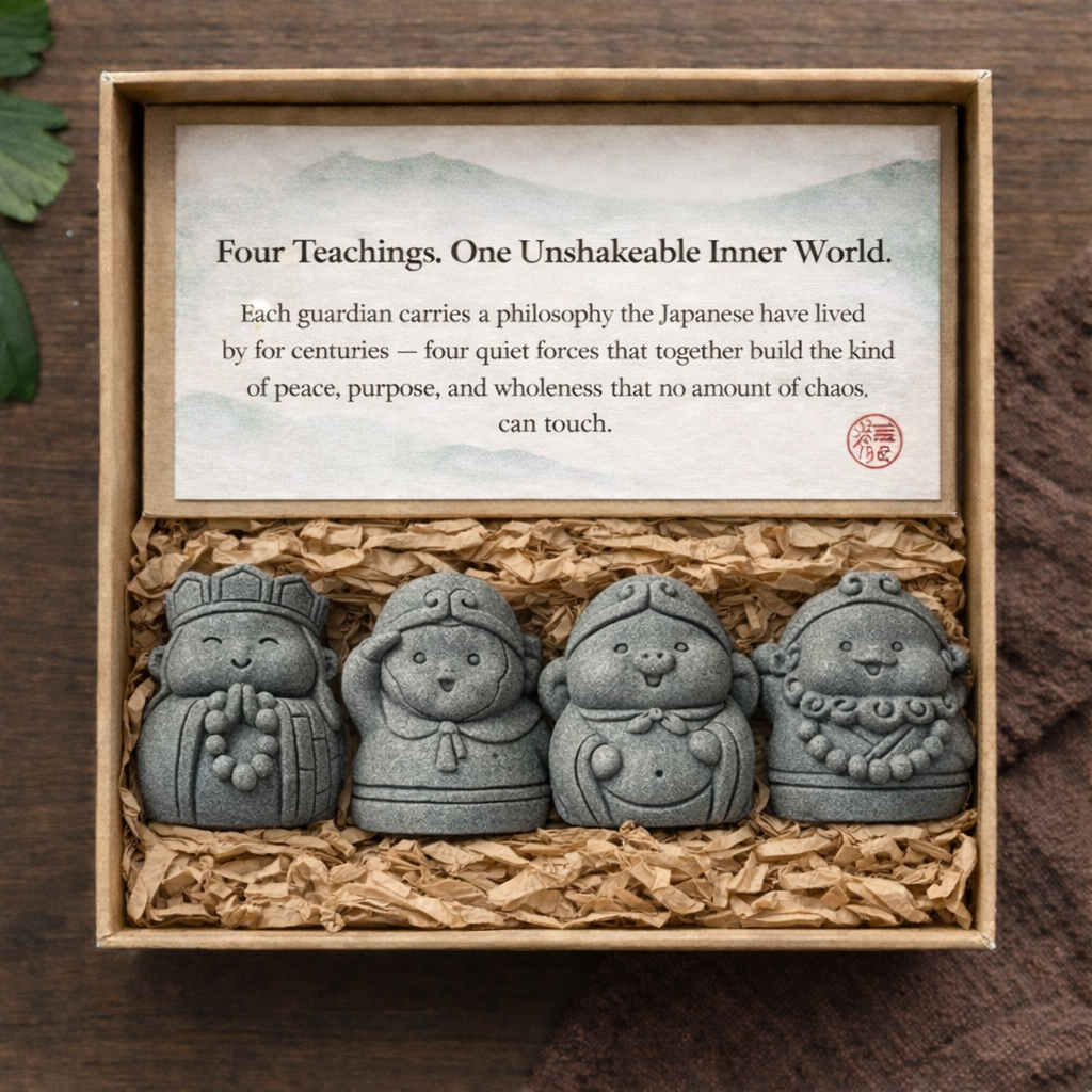  Handcrafted Stone Zen Kokoro Set Statue