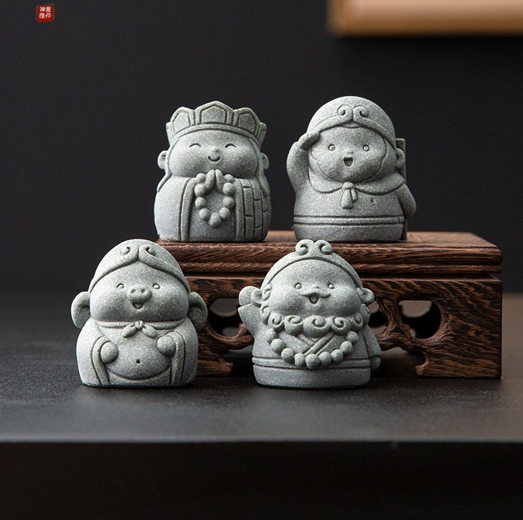  Handcrafted Stone Zen Kokoro Set Statue