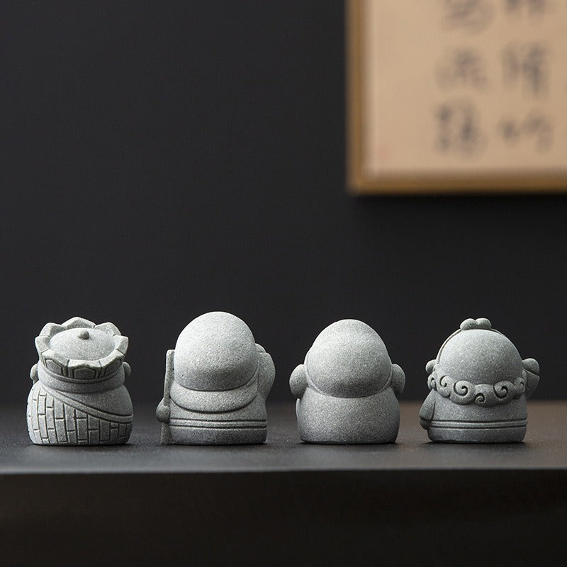  Handcrafted Stone Zen Kokoro Set Statue