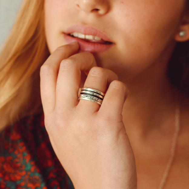 I am strong, worthy of love, and secure. Ring, finger spinner ring.