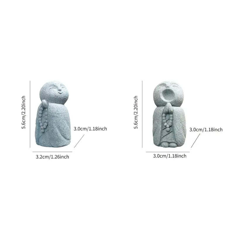 Smiling & Yawning Zen Monk Figurine Set