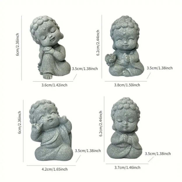  Handcrafted Stone Jizo Zen Statues