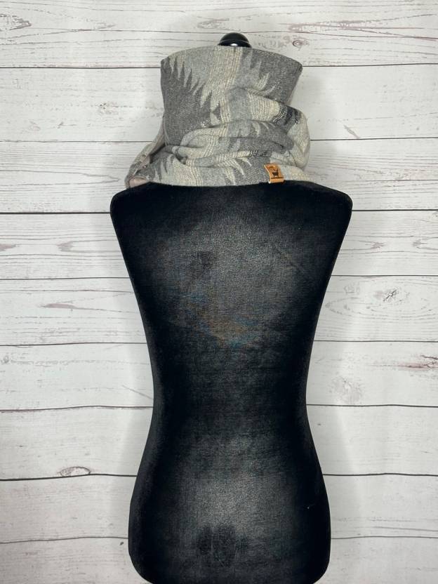 Grey Western Aztec Warm Neck Hood