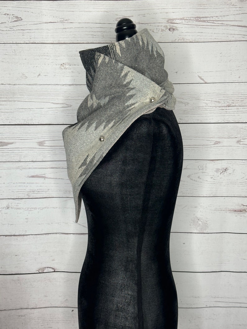 Grey Western Aztec Warm Neck Hood