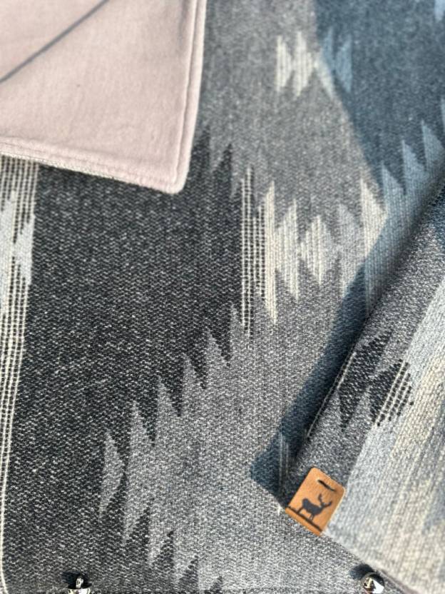 Grey Western Aztec Warm Neck Hood