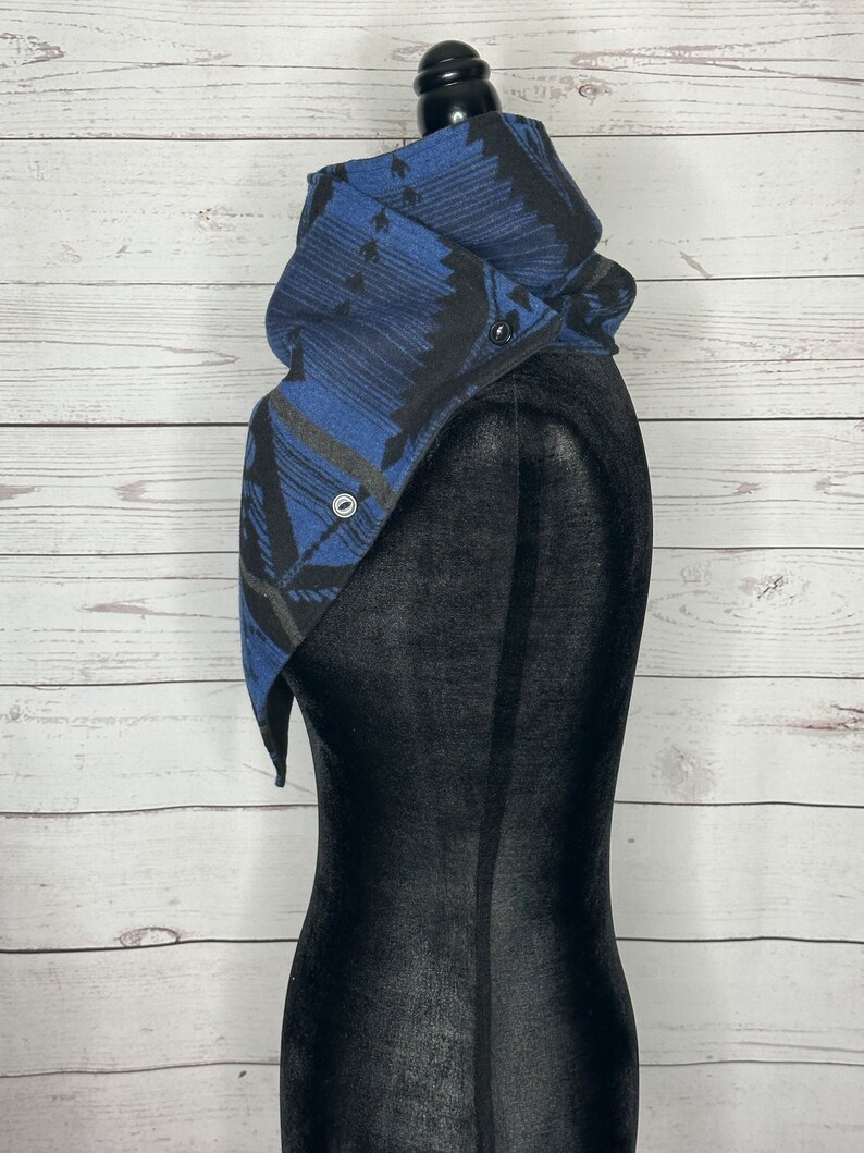 Cobalt Blue Western Aztec Warm Neck Hood