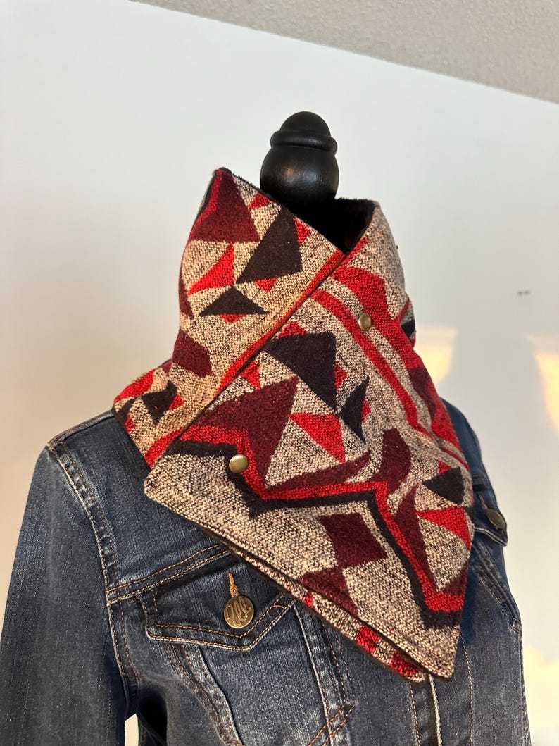 Western Gray Aztec Warm Neck Hood