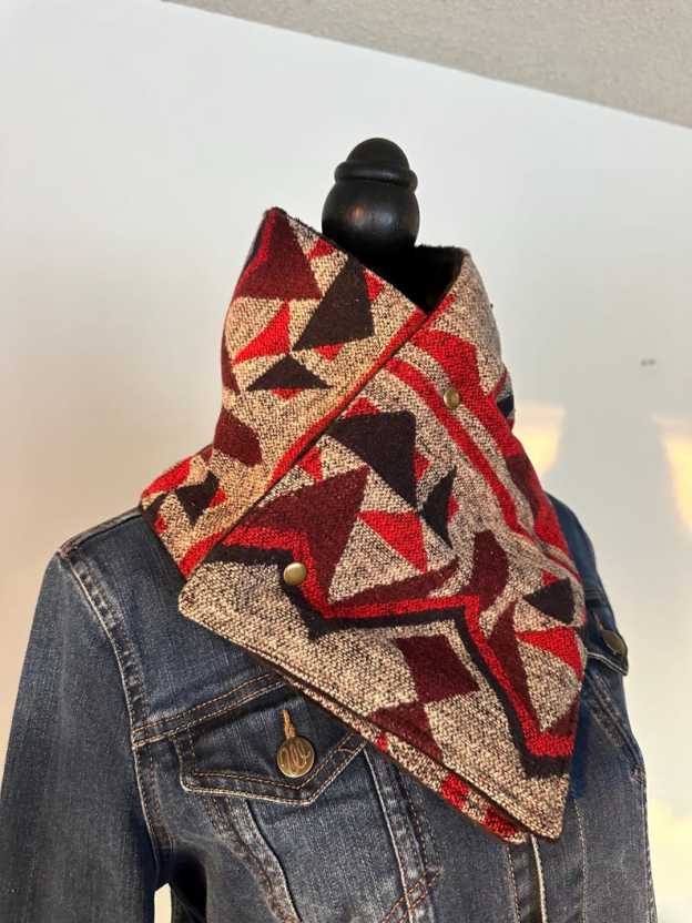 Western Gray Aztec Warm Neck Hood