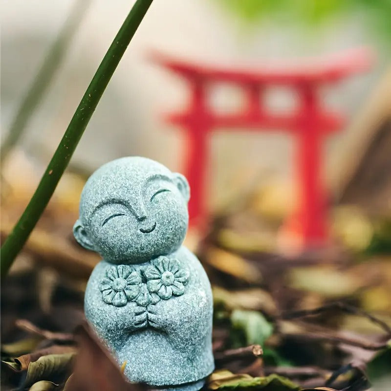 Handcrafted Stone Zen Jizo Statue Set (All 5 Designs Included)