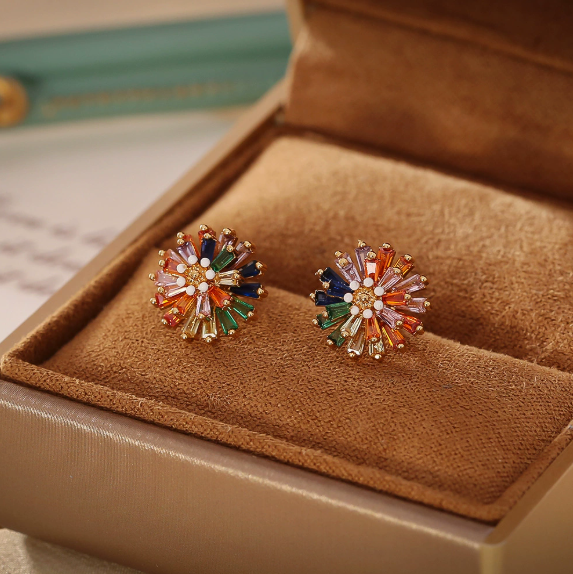 Rainbow Fireworks Stud Earrings
