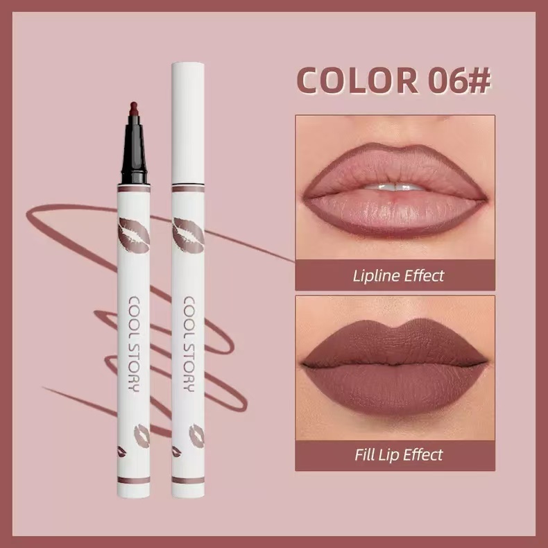  Multi-functional lip liner, matte liquid lipstick pen, non-stick cup lip gloss, fixed color, lip gloss pencil, long-lasting waterproof sweat makeup