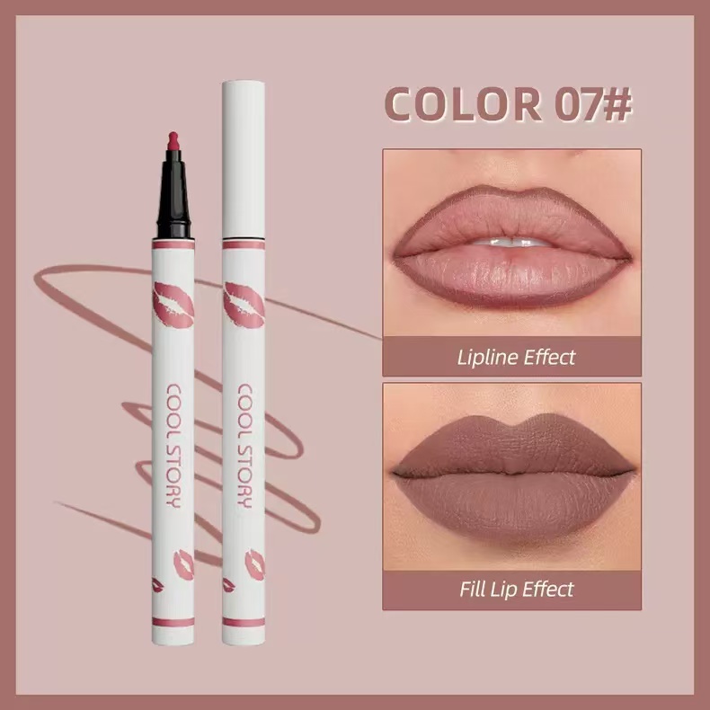  Multi-functional lip liner, matte liquid lipstick pen, non-stick cup lip gloss, fixed color, lip gloss pencil, long-lasting waterproof sweat makeup