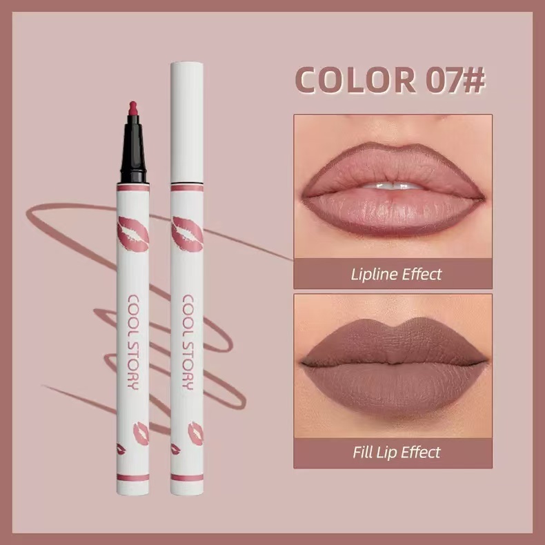  Multi-functional lip liner, matte liquid lipstick pen, non-stick cup lip gloss, fixed color, lip gloss pencil, long-lasting waterproof sweat makeup