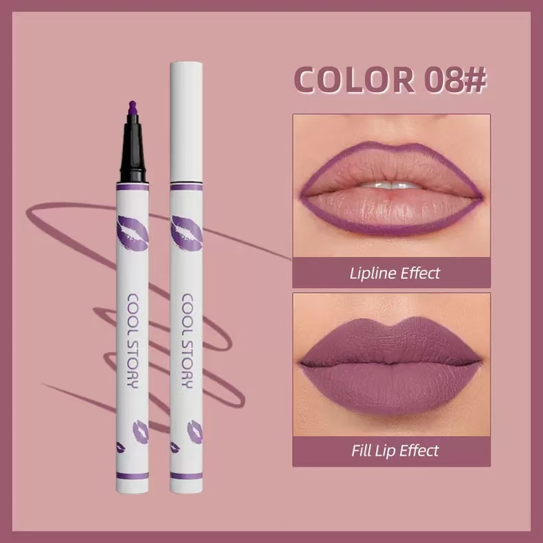  Multi-functional lip liner, matte liquid lipstick pen, non-stick cup lip gloss, fixed color, lip gloss pencil, long-lasting waterproof sweat makeup