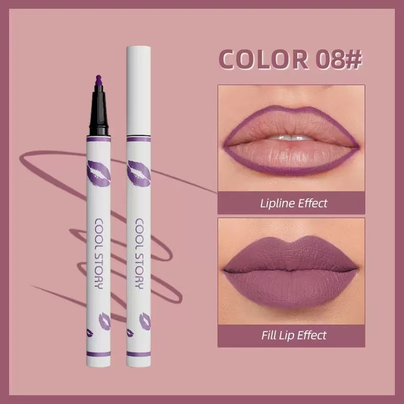  Multi-functional lip liner, matte liquid lipstick pen, non-stick cup lip gloss, fixed color, lip gloss pencil, long-lasting waterproof sweat makeup