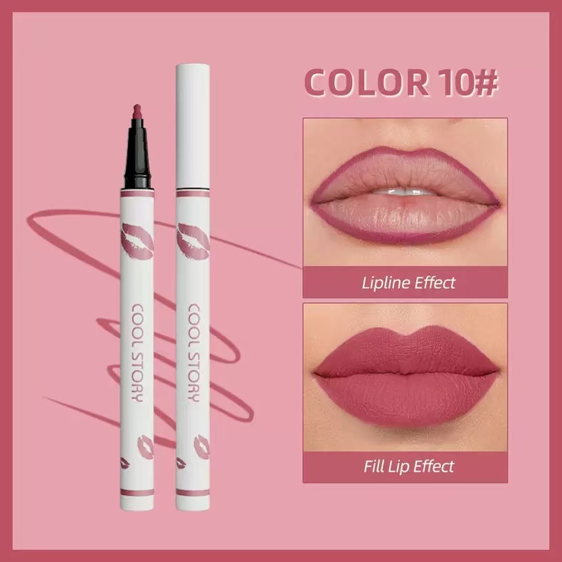  Multi-functional lip liner, matte liquid lipstick pen, non-stick cup lip gloss, fixed color, lip gloss pencil, long-lasting waterproof sweat makeup
