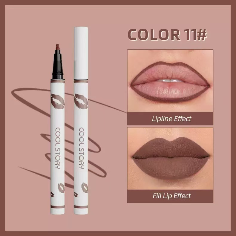  Multi-functional lip liner, matte liquid lipstick pen, non-stick cup lip gloss, fixed color, lip gloss pencil, long-lasting waterproof sweat makeup