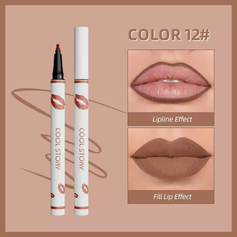 Multi-functional lip liner, matte liquid lipstick pen, non-stick cup lip gloss, fixed color, lip gloss pencil, long-lasting waterproof sweat makeup