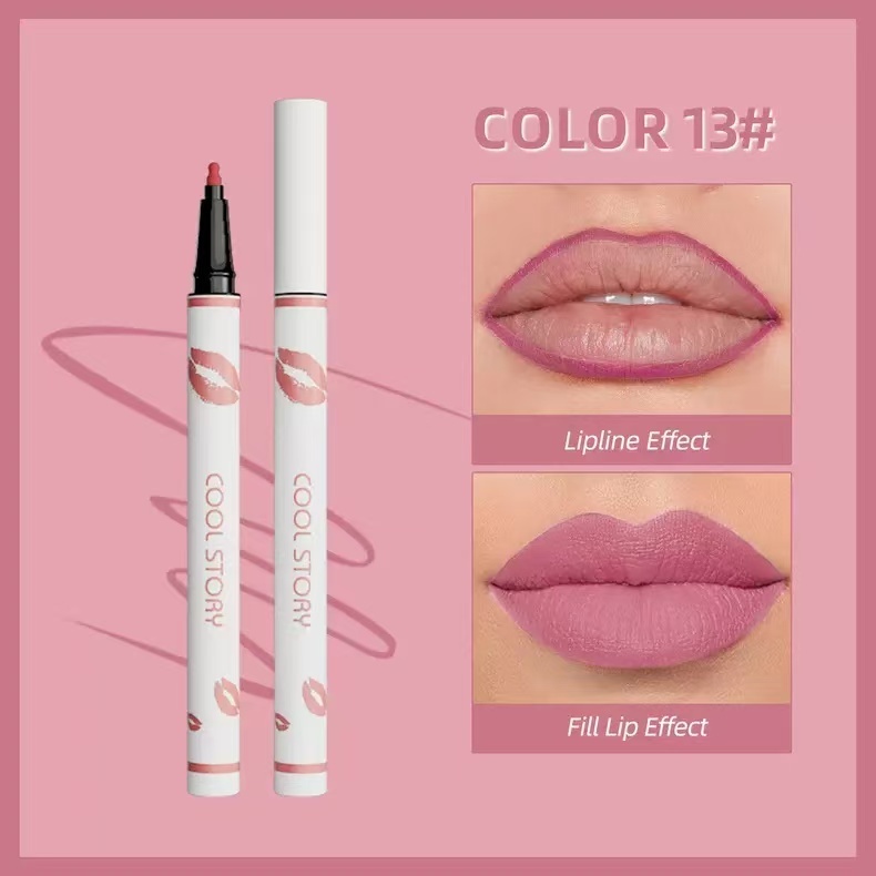  Multi-functional lip liner, matte liquid lipstick pen, non-stick cup lip gloss, fixed color, lip gloss pencil, long-lasting waterproof sweat makeup
