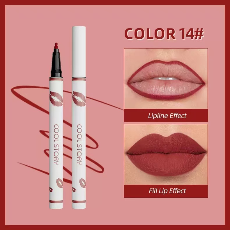  Multi-functional lip liner, matte liquid lipstick pen, non-stick cup lip gloss, fixed color, lip gloss pencil, long-lasting waterproof sweat makeup