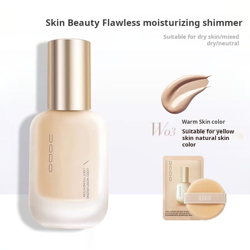 UODO Light Beauty Foundation Liquid Mixed with Dry Oil Skin, Moisturizing and Lightweight Concealer Foundation that is not easy to remove