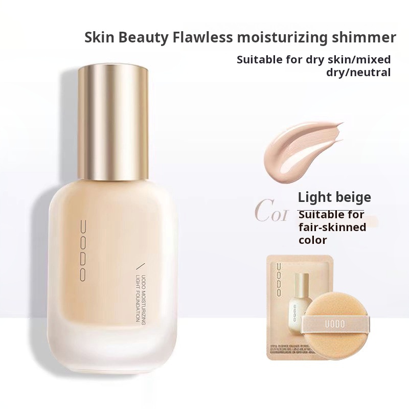 UODO Light Beauty Foundation Liquid Mixed with Dry Oil Skin, Moisturizing and Lightweight Concealer Foundation that is not easy to remove