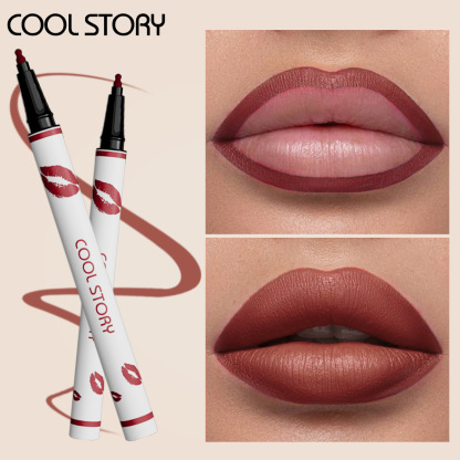  Multi-functional lip liner, matte liquid lipstick pen, non-stick cup lip gloss, fixed color, lip gloss pencil, long-lasting waterproof sweat makeup