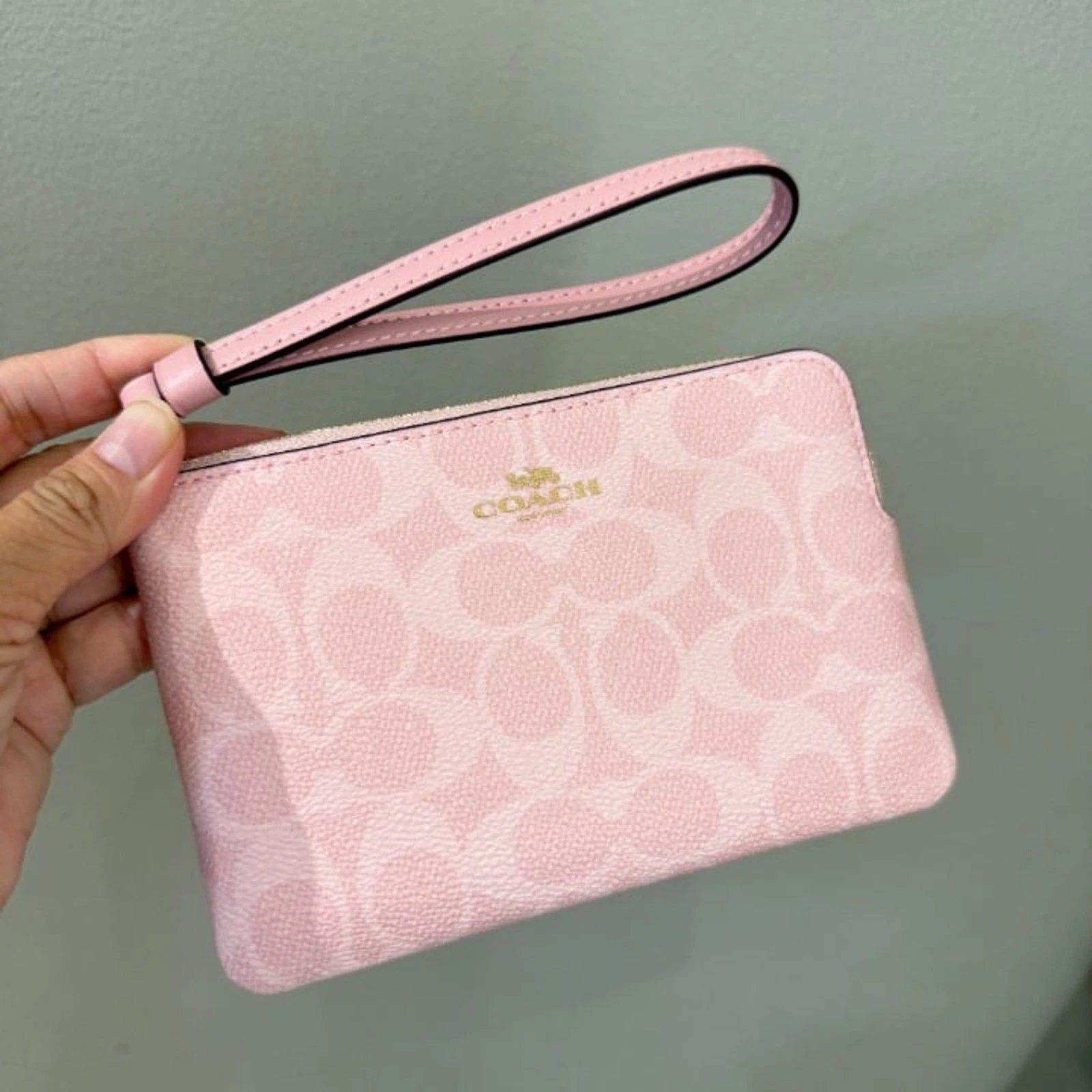 Corner Zip Wristlet In Signature Canvas