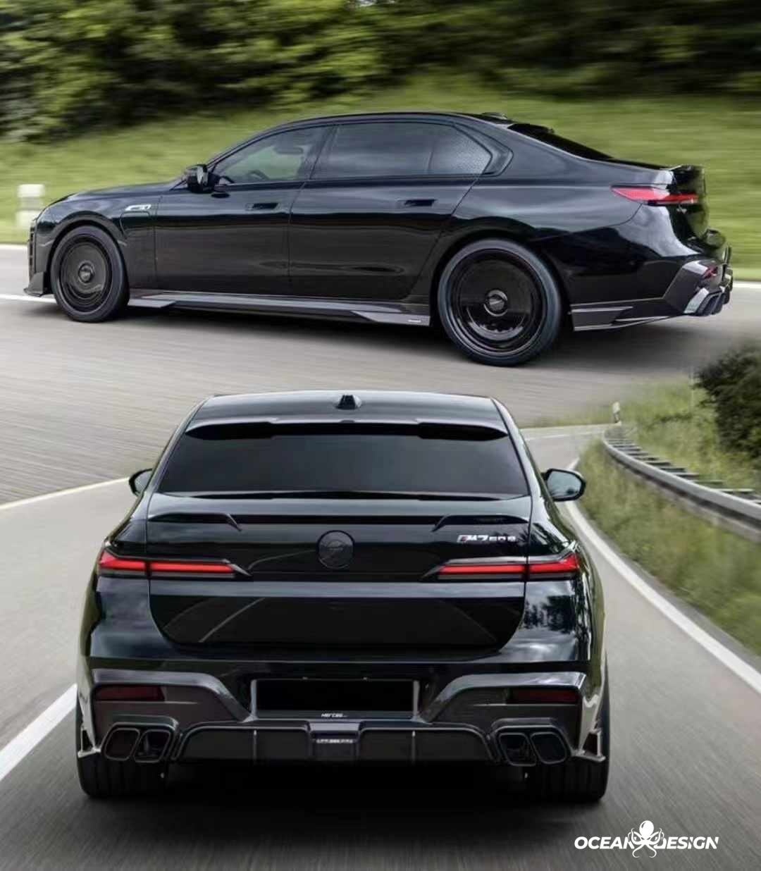 2023-2025 BMW G70 7 Series M Sport MSY Dry Carbon Fiber Side Skirts