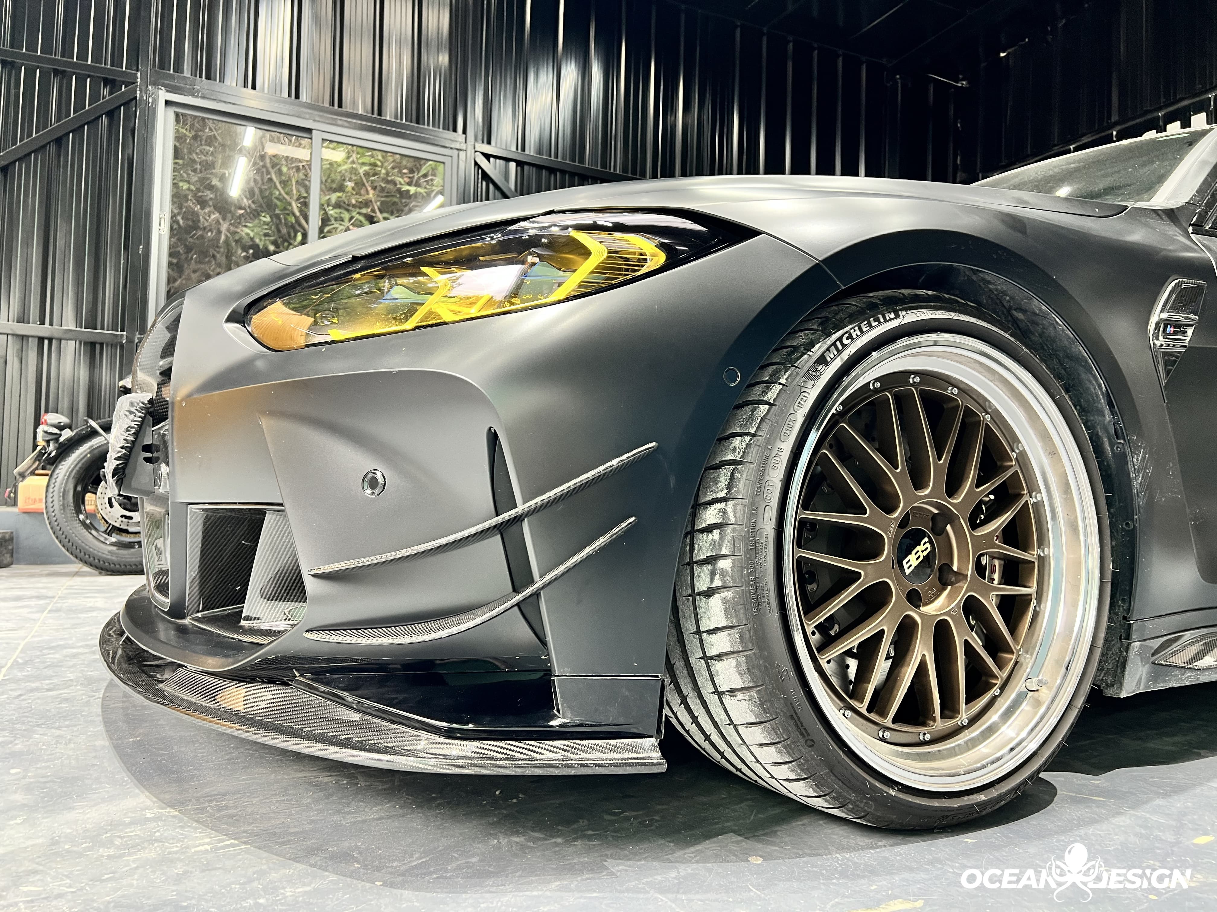 2021–2025 BMW M3 (G80) / M4 (G82) AC Style Front Canards – Dry Carbon Fiber