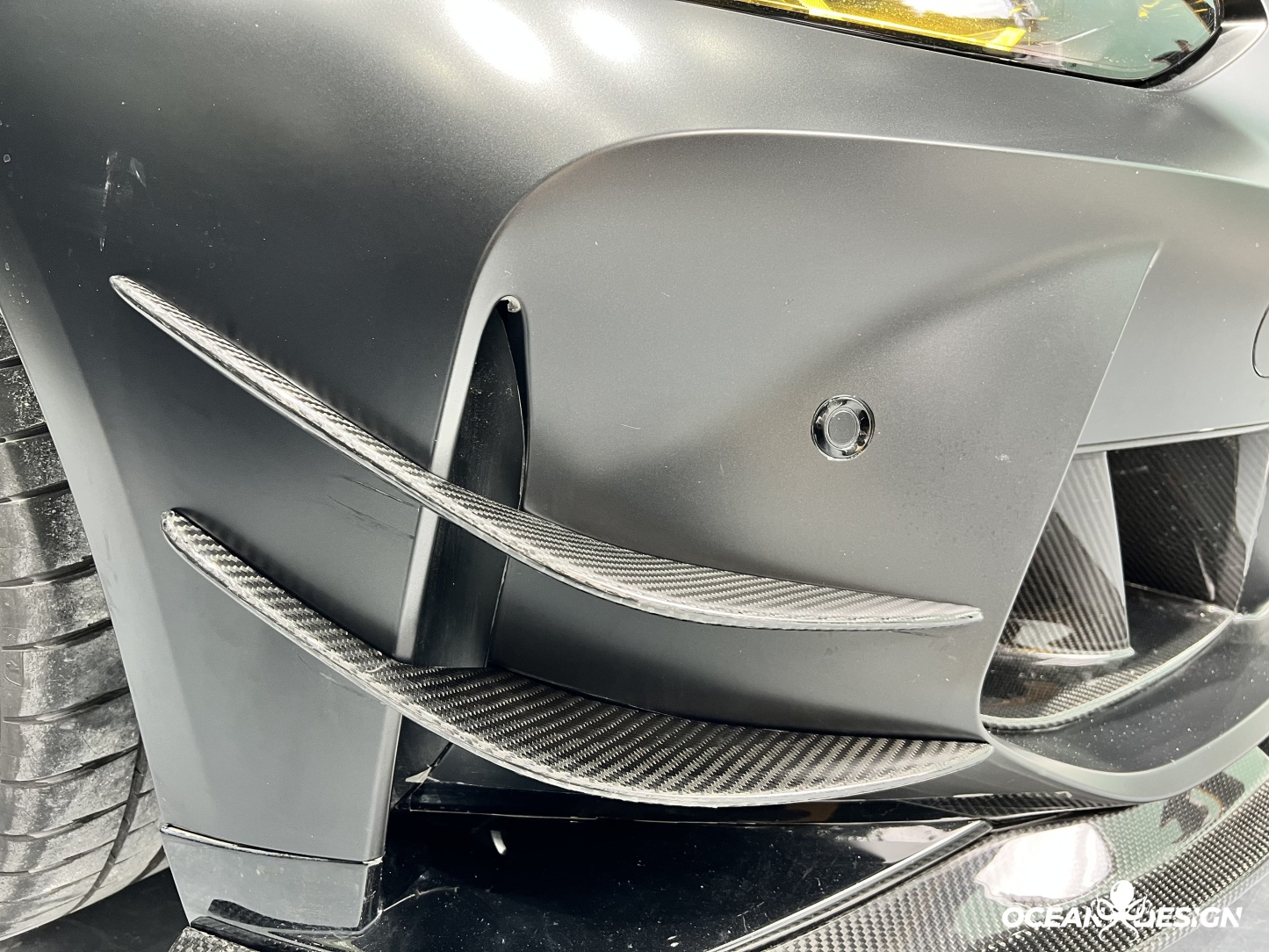 2021–2025 BMW M3 (G80) / M4 (G82) AC Style Front Canards – Dry Carbon Fiber