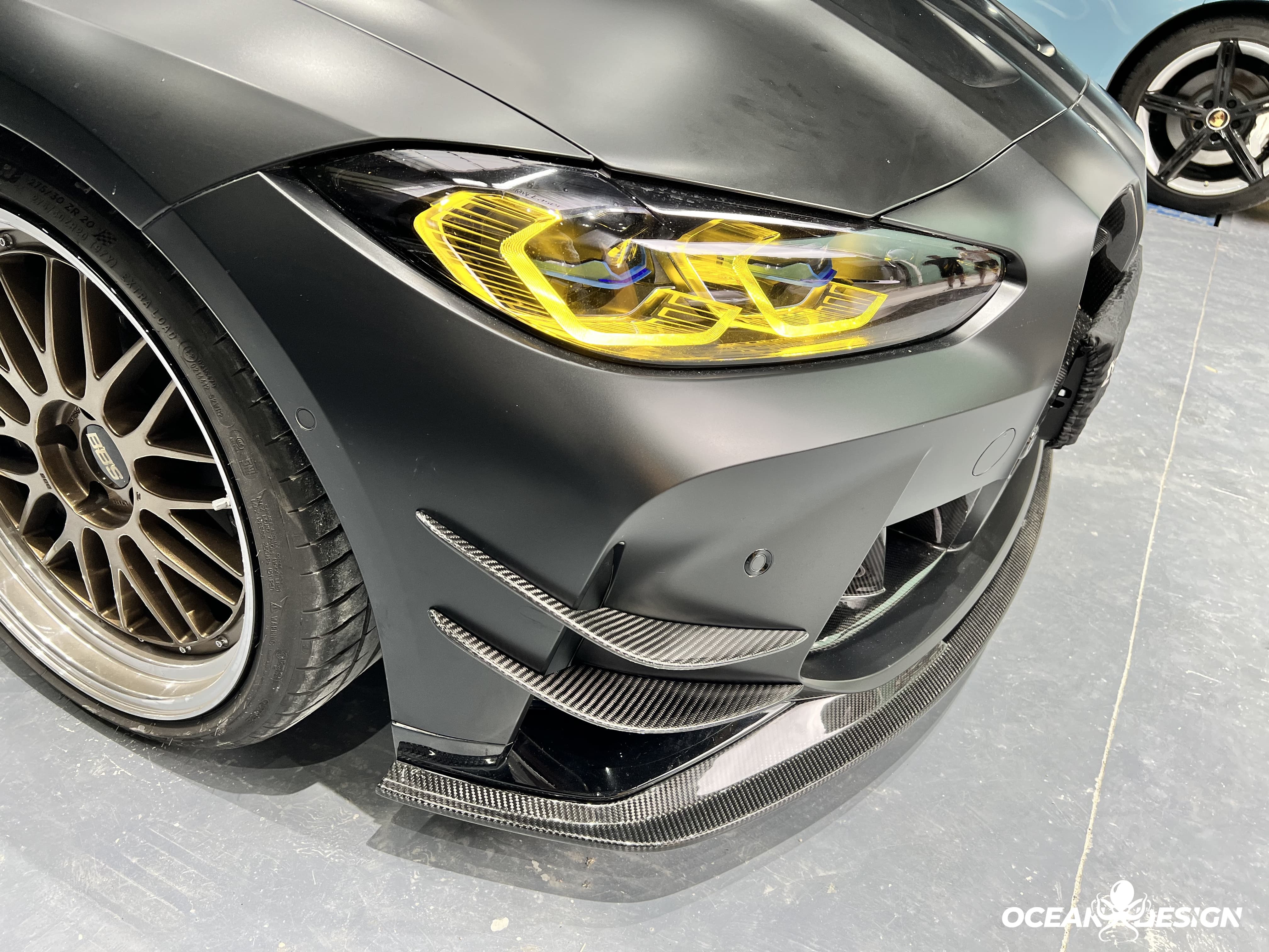 2021–2025 BMW M3 (G80) / M4 (G82) AC Style Front Canards – Dry Carbon Fiber