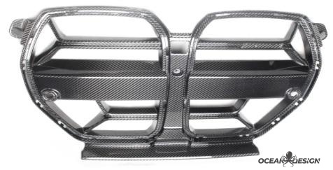 2021-2025 BMW M3 G80 / M4 G82 MP Style Front Kidney Grilles – Dry Carbon Fiber 