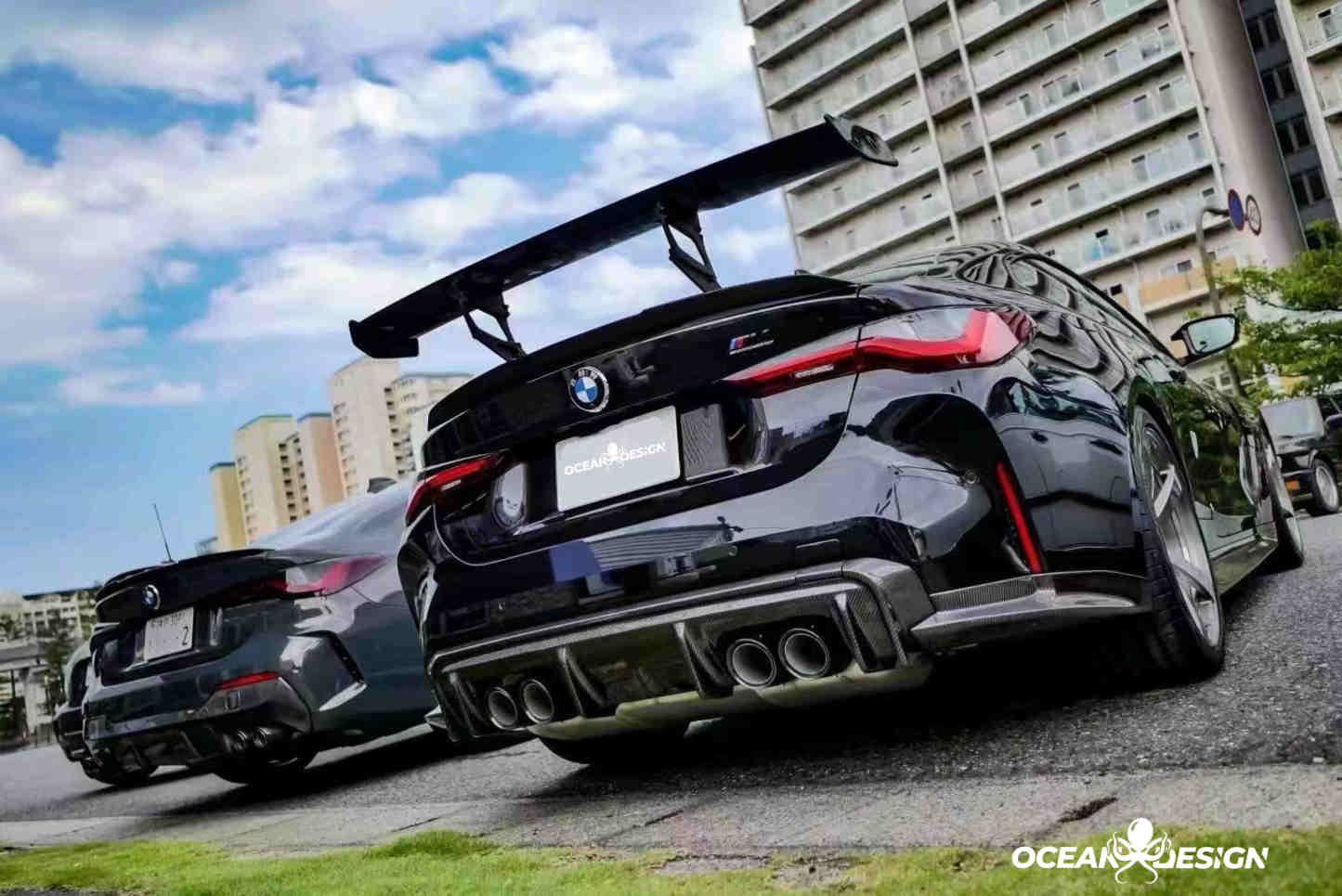 2021–2025 BMW M3 (G80) / M4 (G82) 3D Style Rear Diffuser Protectors– Dry Carbon Fiber, 3K Matte Finish