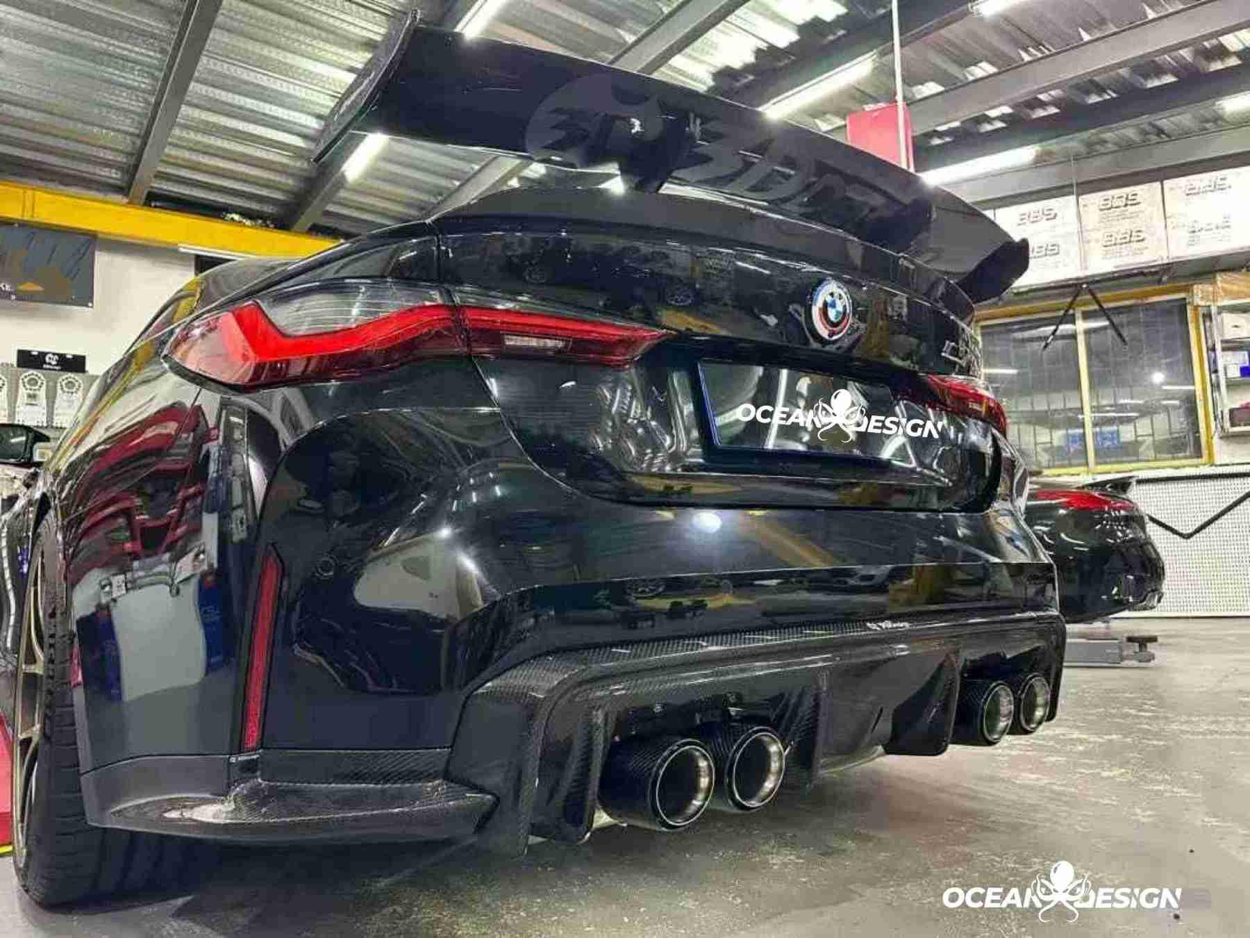 2021–2025 BMW M3 (G80) / M4 (G82) 3D Style Rear Diffuser Protectors– Dry Carbon Fiber, 3K Matte Finish